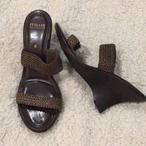 Italian Shoemakers, brown wedge sandals.